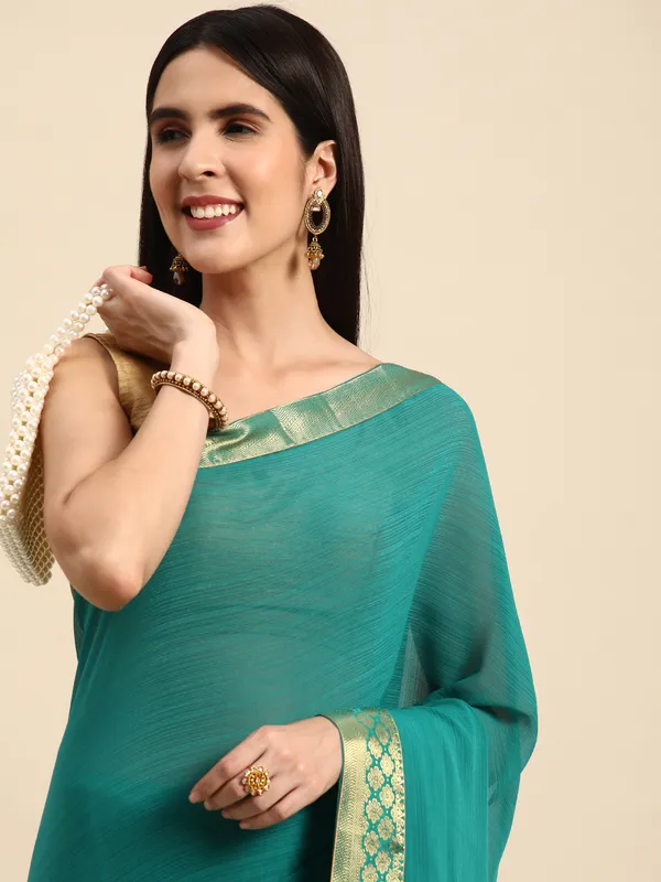 Green__Vichitra_Silk__Saree_Fancy_Border_With_Stone_Work