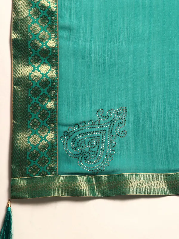Green__Vichitra_Silk__Saree_Fancy_Border_With_Stone_Work
