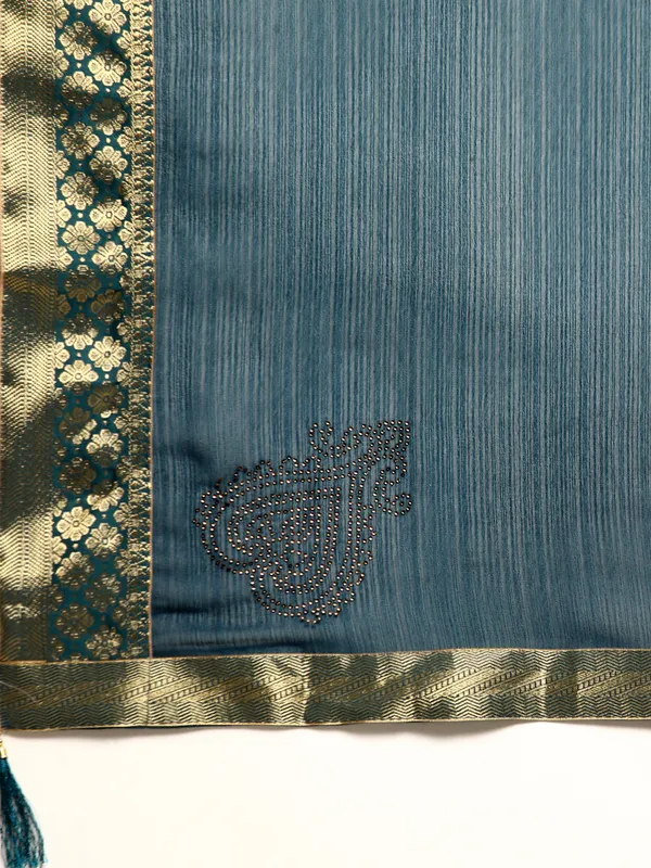 Blue_Vichitra_Silk__Saree_Fancy_Border_With_Stone_Work
