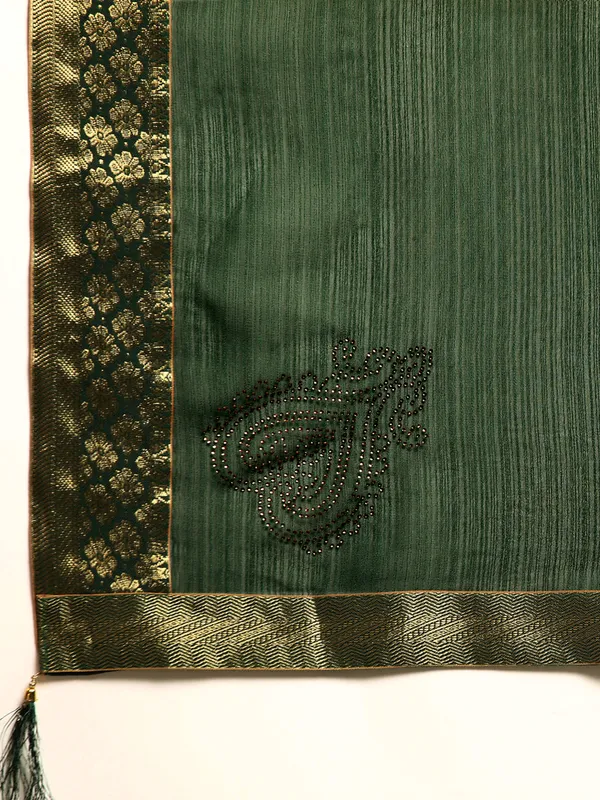 Green__Vichitra_Silk__Saree_Fancy_Border_With_Stone_Work