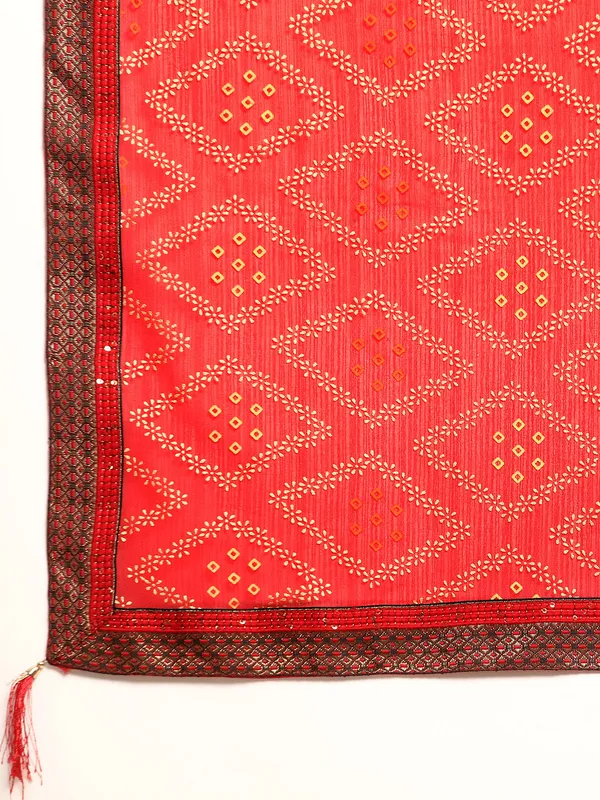 Red_Zomato__Full_Saree_Fancy_Border_With_Foil_Bandhni_Print_Saree