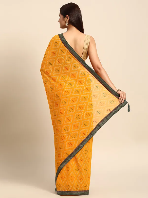 Yellow_Zomato__Full_Saree_Fancy_Border_With_Foil_Bandhni_Print_Saree