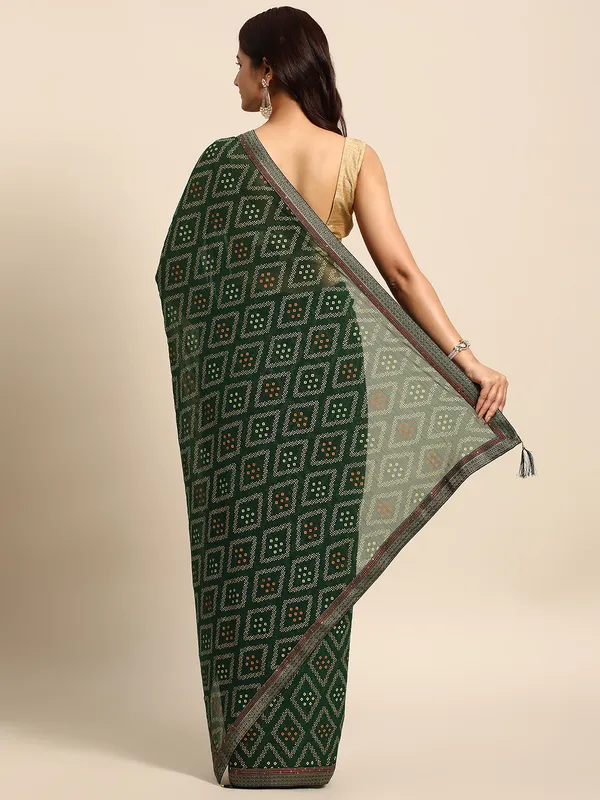 Green__Zomato__Full_Saree_Fancy_Border_With_Foil_Bandhni_Print_Saree