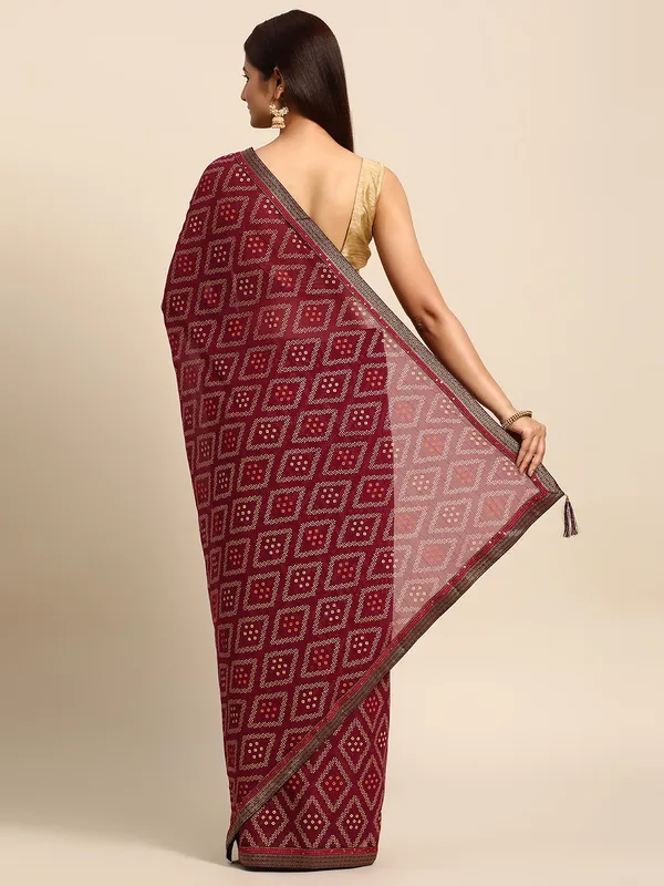 Purple_Zomato__Full_Saree_Fancy_Border_With_Foil_Bandhni_Print_Saree