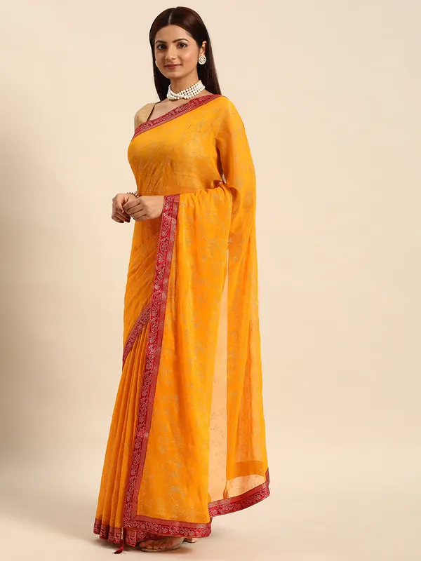 Yellow_Shimmer__Foil_Work_Beautiful_Saree