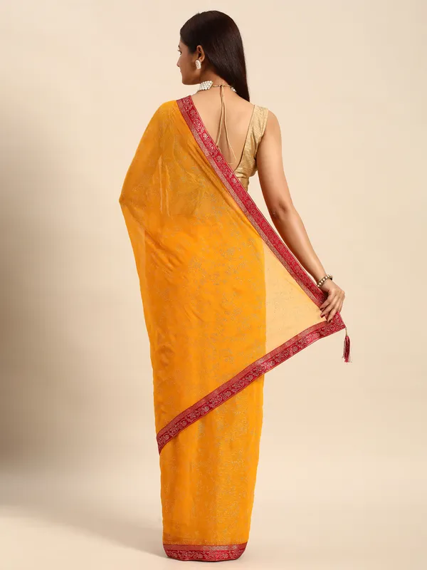 Yellow_Shimmer__Foil_Work_Beautiful_Saree