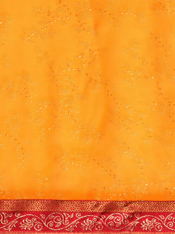Yellow_Shimmer__Foil_Work_Beautiful_Saree