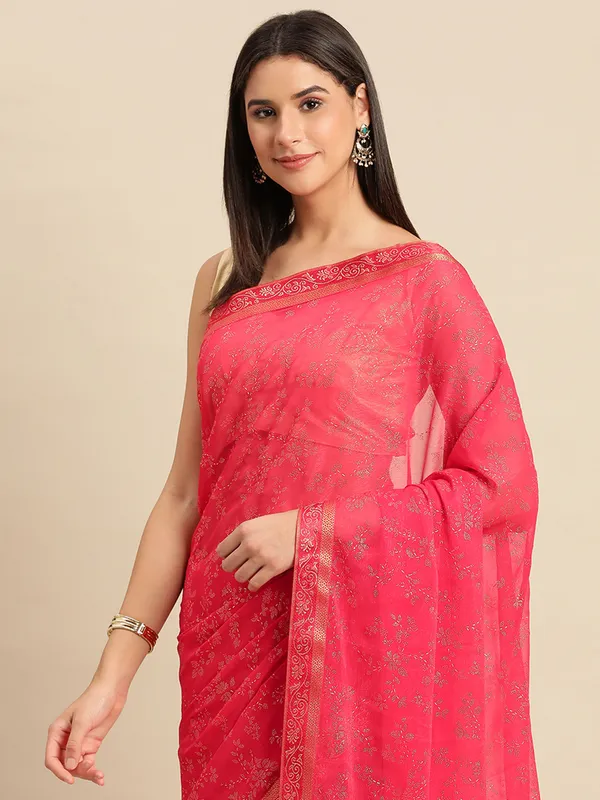 Pink_Shimmer__Foil_Work_Beautiful_Saree