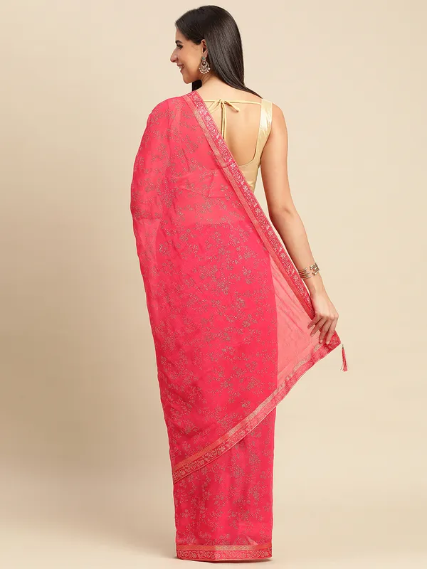 Pink_Shimmer__Foil_Work_Beautiful_Saree