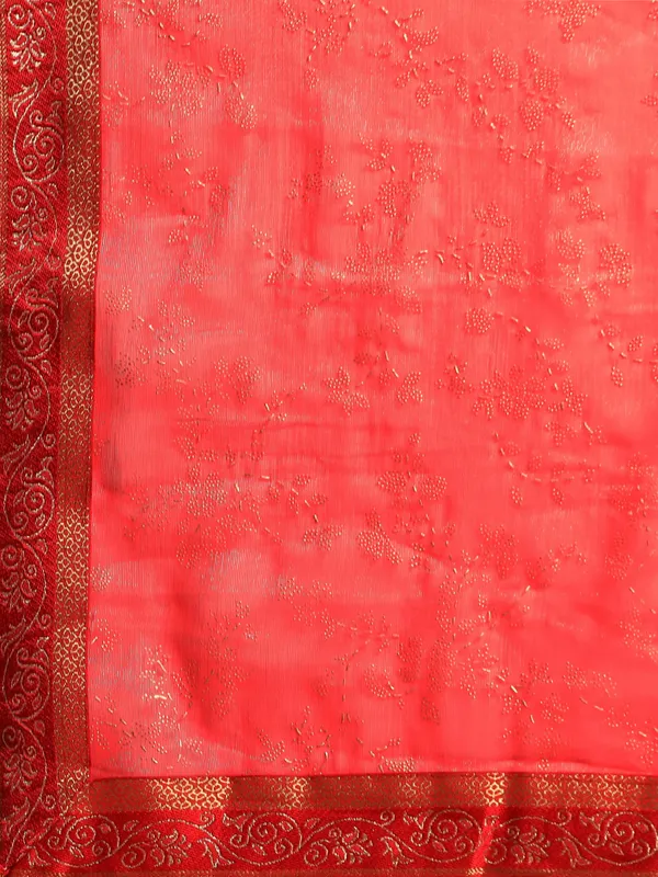 Orange_Shimmer__Foil_Work_Beautiful_Saree