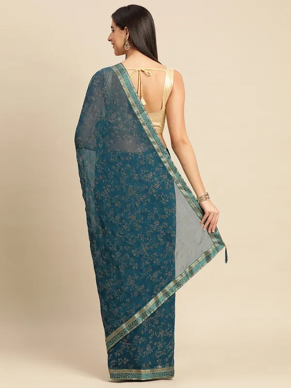 Blue_Shimmer__Foil_Work_Beautiful_Saree