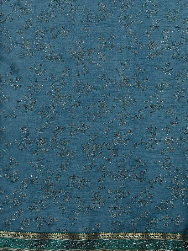 Blue_Shimmer__Foil_Work_Beautiful_Saree