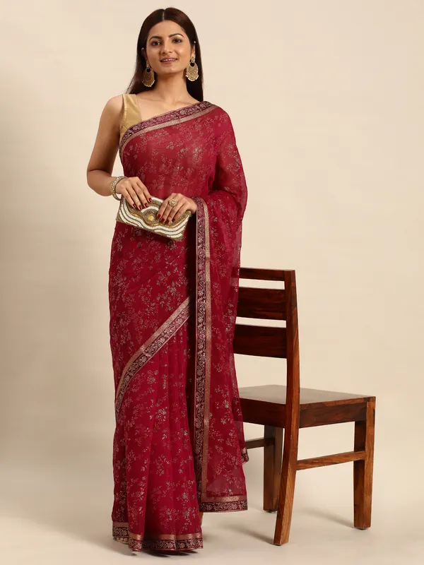 Purple_Shimmer__Foil_Work_Beautiful_Saree