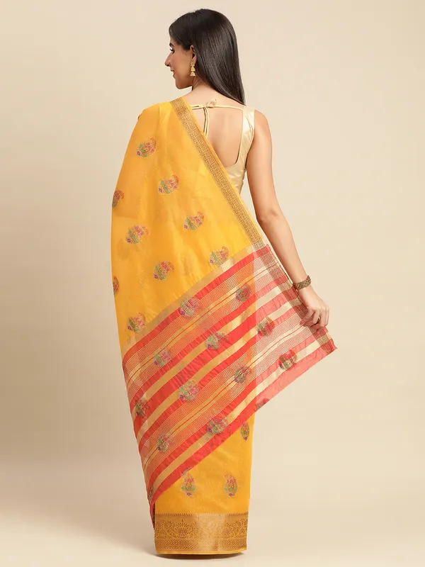Yellow__Cotton_Silk_Saree
