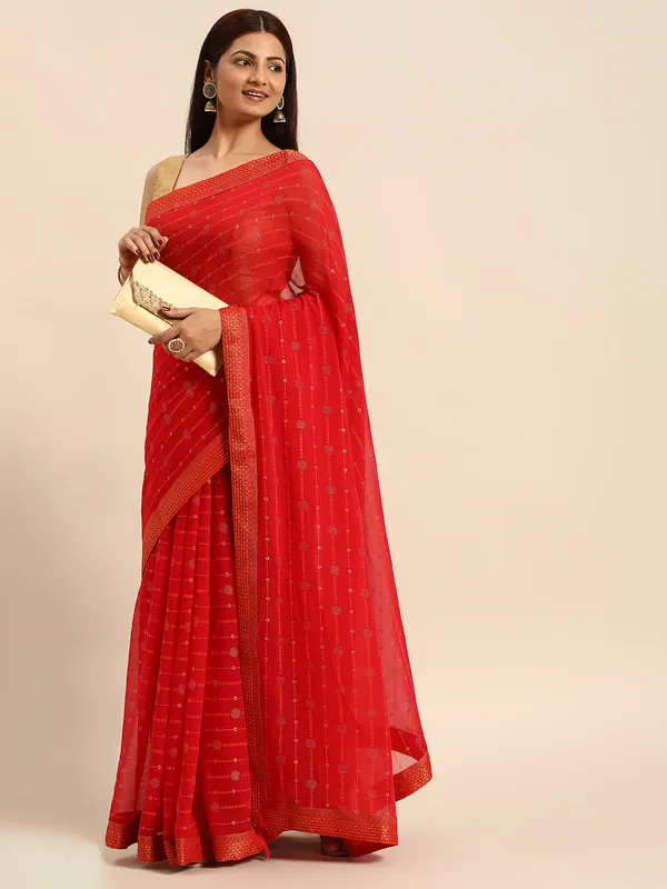 Red_Zomato___Saree_Fancy_Border_With_Foil_Print