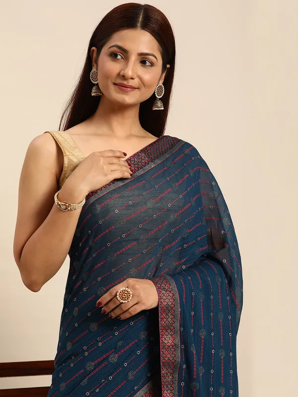 Green__Zomato___Saree_Fancy_Border_With_Foil_Print