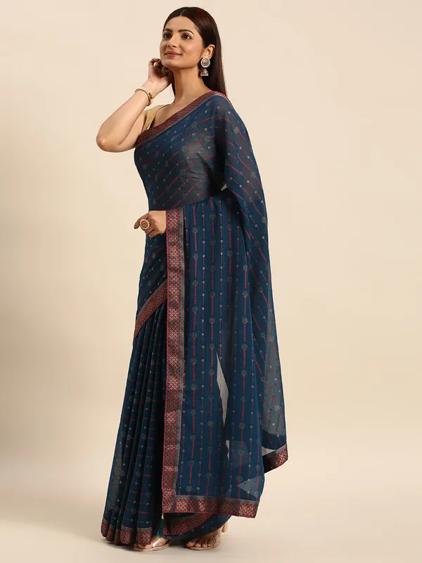 Green__Zomato___Saree_Fancy_Border_With_Foil_Print