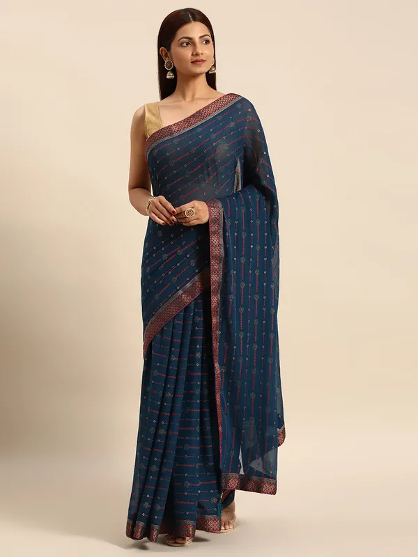 Green__Zomato___Saree_Fancy_Border_With_Foil_Print