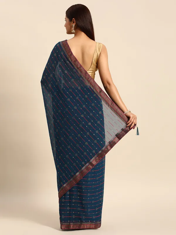 Green__Zomato___Saree_Fancy_Border_With_Foil_Print