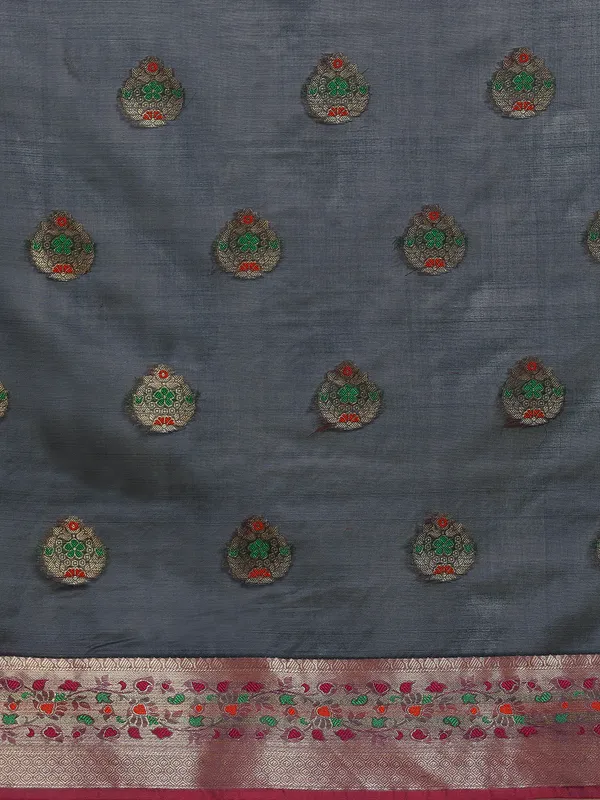Grey_Organza_Silk_Saree
