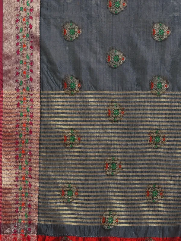 Grey_Organza_Silk_Saree