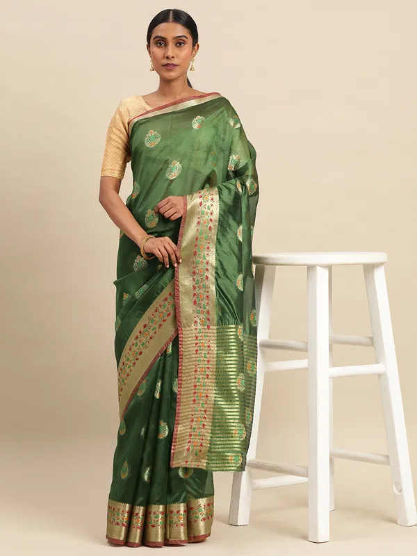 Mehendi_Organza_Silk_Saree