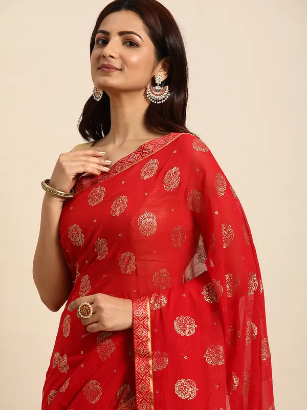 Red_Zomato___Saree_Fancy_Border_With_Foil_&_Stone_Work_Saree