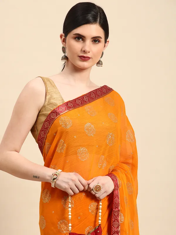 Yellow_Zomato__Full_Saree_Fancy_Border_With_Foil_&_Stone_Work_Saree