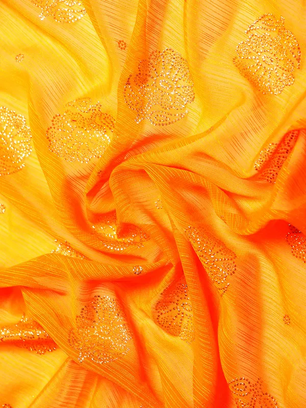 Yellow_Zomato__Full_Saree_Fancy_Border_With_Foil_&_Stone_Work_Saree