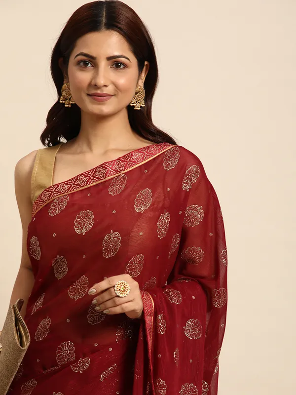 Maroon__Zomato__Full_Saree_Fancy_Border_With_Foil_&_Stone_Work_Saree