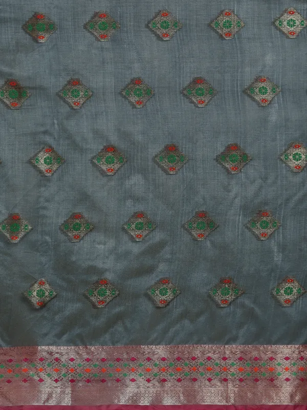 Grey_Organza_Silk_Saree