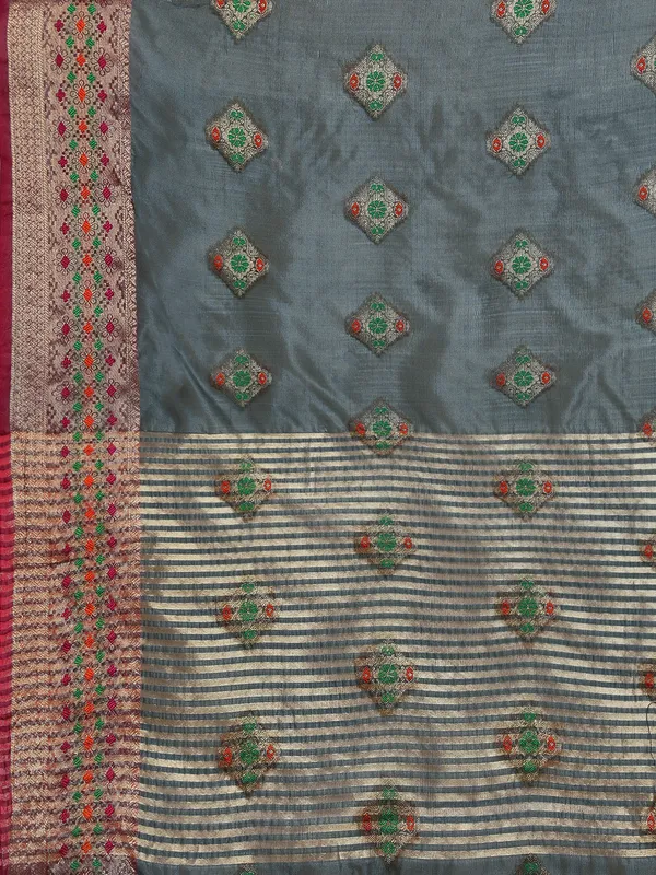 Grey_Organza_Silk_Saree