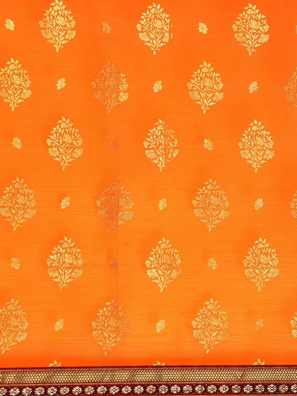 Indian_Women_Yellow_Zomato_Full_Saree_Fancy_Border_with_Golden_Foil_Beautiful_saree