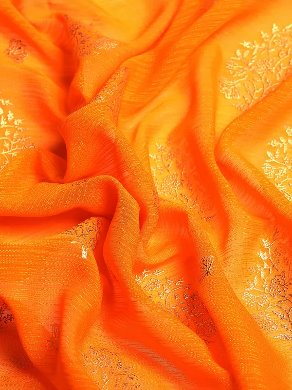 Indian_Women_Yellow_Zomato_Full_Saree_Fancy_Border_with_Golden_Foil_Beautiful_saree