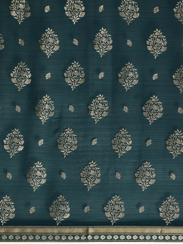 Indian_Women_Blue_Zomato_Full_Saree_Fancy_Border_with_Golden_Foil_Beautiful_saree