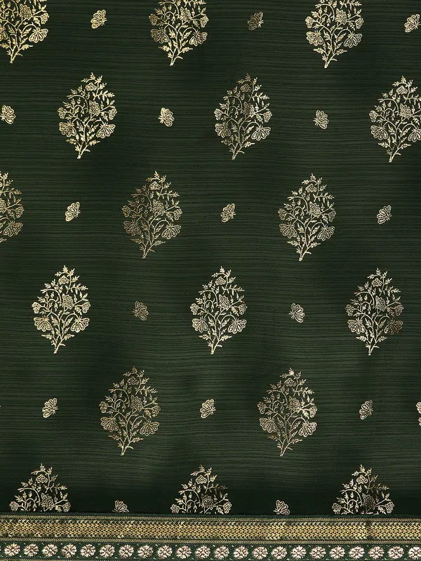 Indian_Women_Green_Zomato_Full_Saree_Fancy_Border_with_Golden_Foil_Beautiful_saree