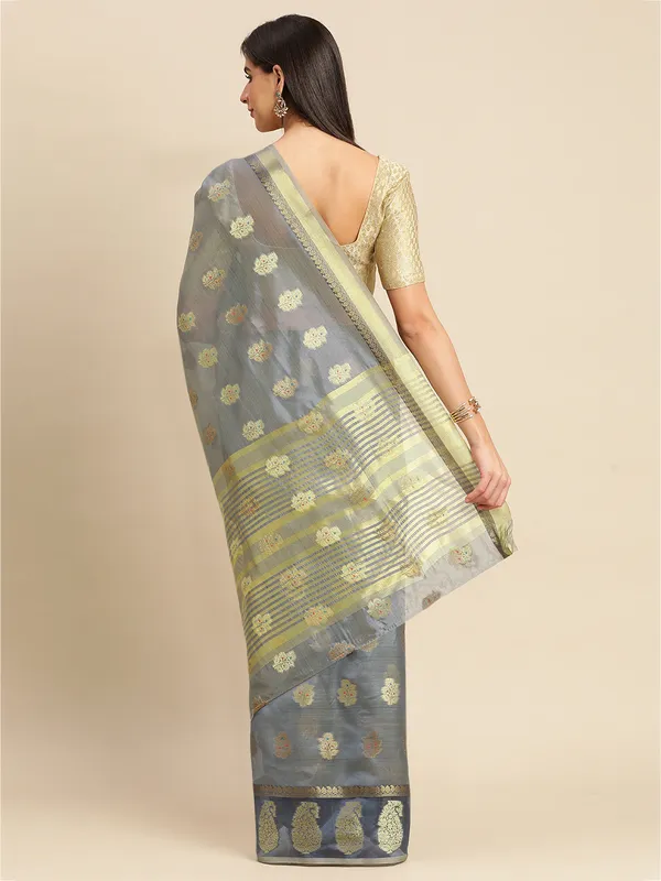 Grey_Shimmer_Silk_Saree