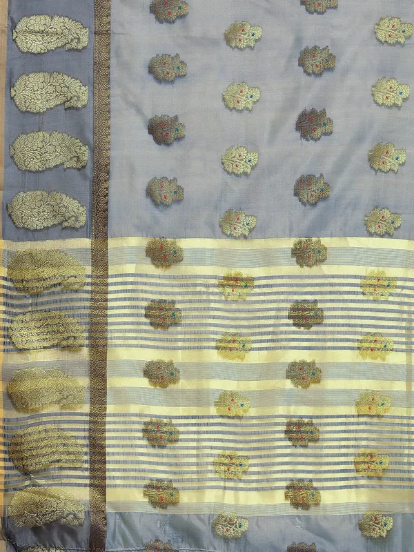 Grey_Shimmer_Silk_Saree