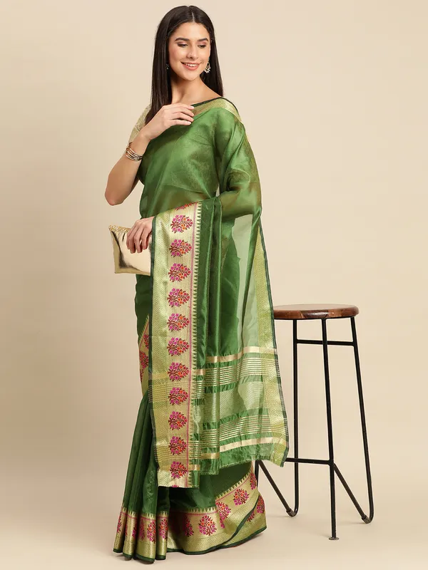 Mehendi_Shimmer_Silk_Saree