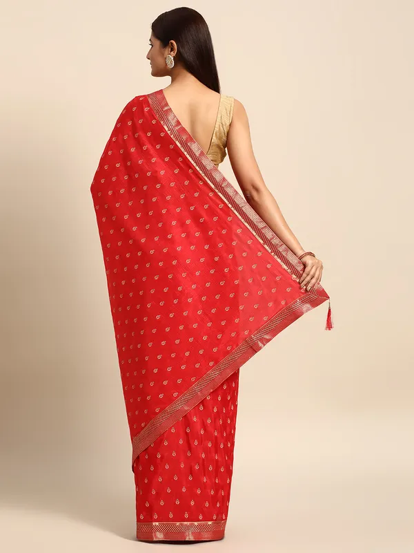 Red_Vichitra_Silk__Saree_Fancy_Border_with_Butti_Print_Beautiful_saree