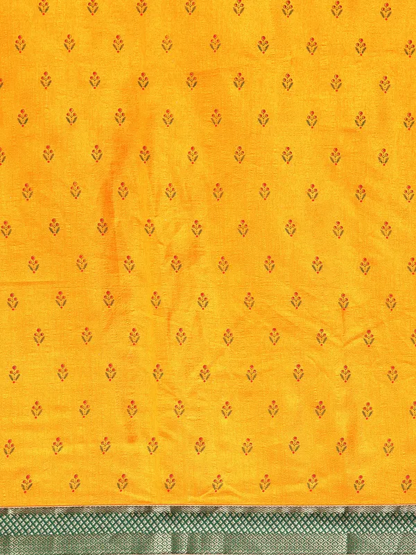 Yellow_Vichitra_Silk__Saree_Fancy_Border_with_Butti_Print_Beautiful_saree
