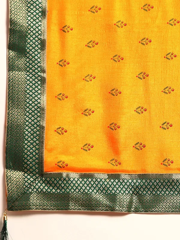 Yellow_Vichitra_Silk__Saree_Fancy_Border_with_Butti_Print_Beautiful_saree