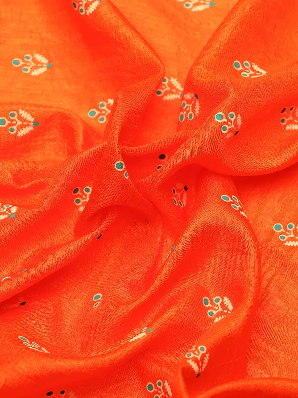 Orange__Vichitra_Silk__Saree_Fancy_Border_with_Butti_Print_Beautiful_saree
