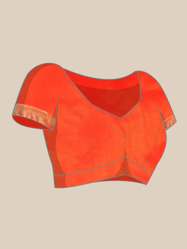 Orange__Vichitra_Silk__Saree_Fancy_Border_with_Butti_Print_Beautiful_saree