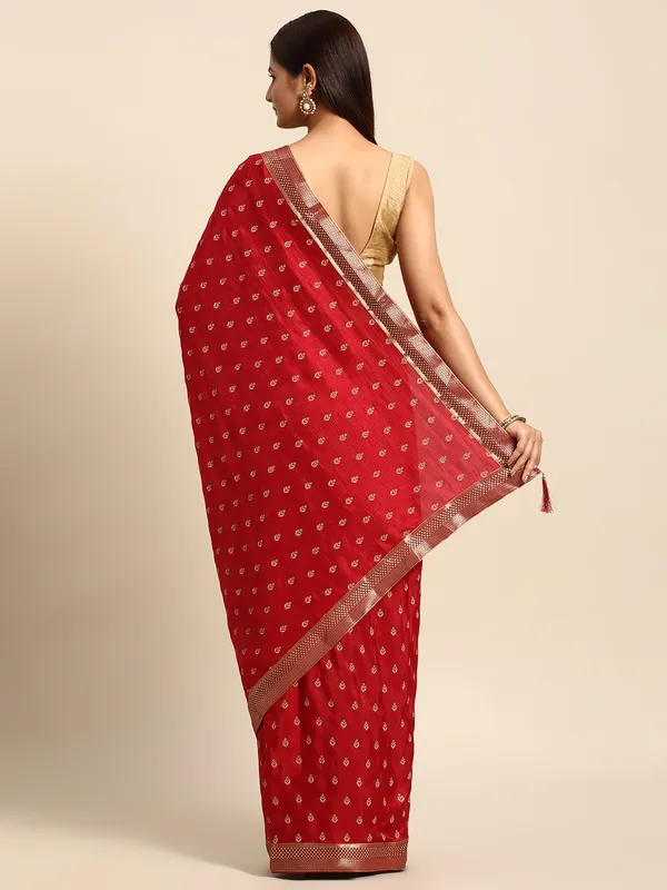 Maroon_Vichitra_Silk__Saree_Fancy_Border_with_Butti_Print_Beautiful_saree