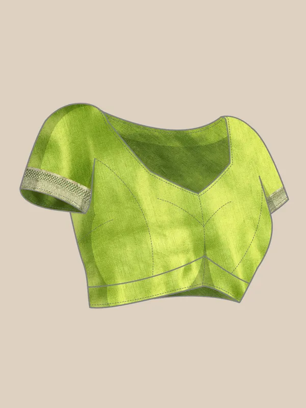 Green_Vichitra_Silk__Saree_Fancy_Border_with_Butti_Print_Beautiful_saree