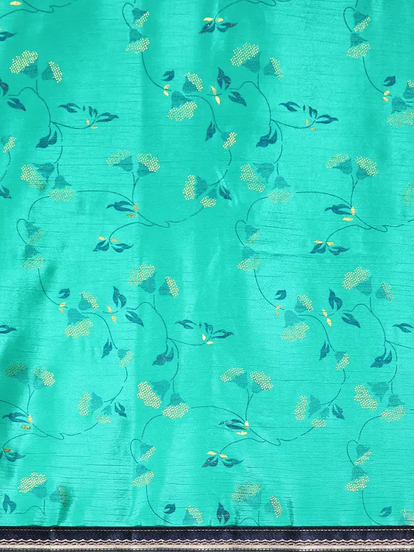 Indian_Women_Turquoise_Green_Chinon_Silk_Foil_Work