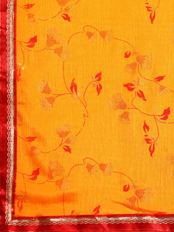 Indian_Women_Yellow_Chinon_Silk_Foil_Work