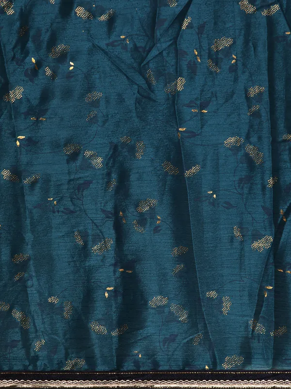 Indian_Women_Blue_Chinon_Silk_Foil_Work
