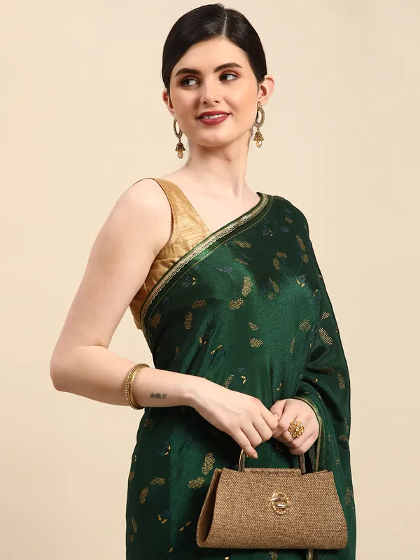 Indian_Women_Green_Chinon_Silk_Foil_Work